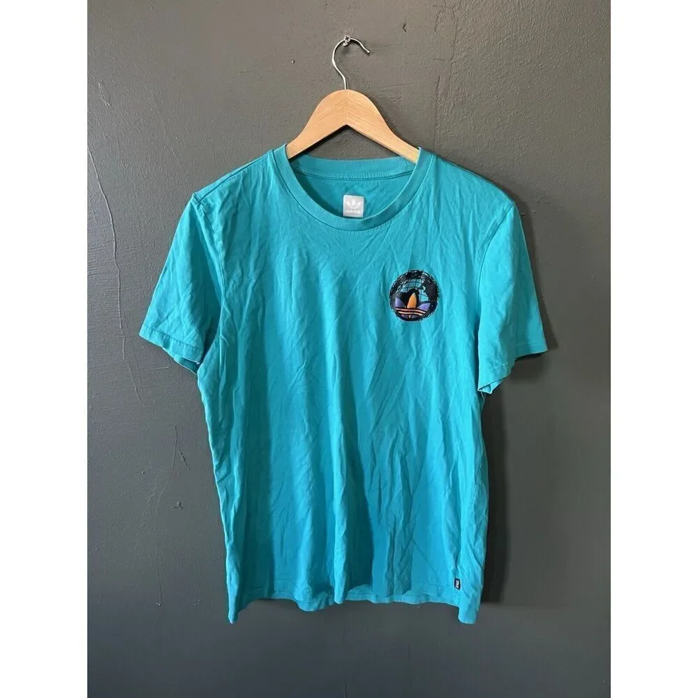 Adidas Skateboarding Mens Blue Short Sleeve Graphic T-shirt Size Large